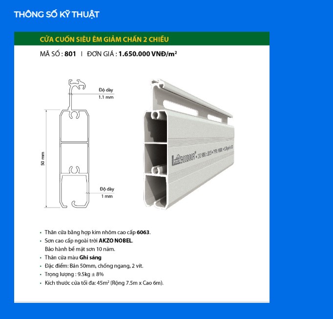 Cửa Cuốn Siêu Êm Giảm Chấn 2 Chiều